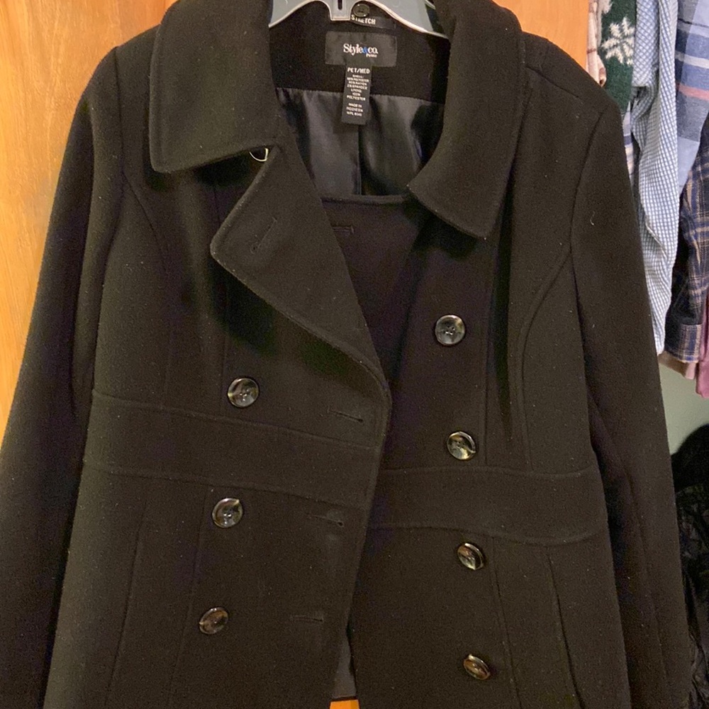 Style & Co Petite Medium Peacoat, Regular Length